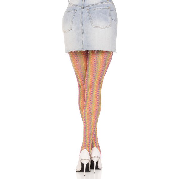 Rainbow Crochet Net Tights - One Size - Multicolor