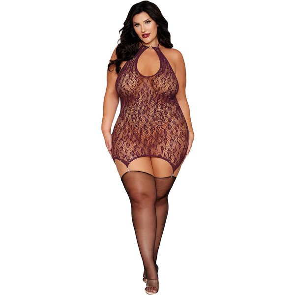 Garter Slip Dmnd - Queen Size - Cherry Lacquer