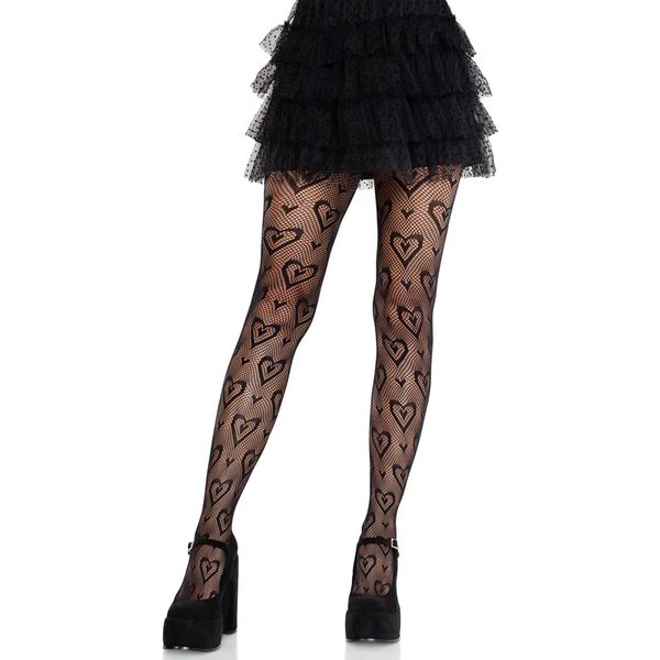 Cherie Heart Net Tights O/s - Black