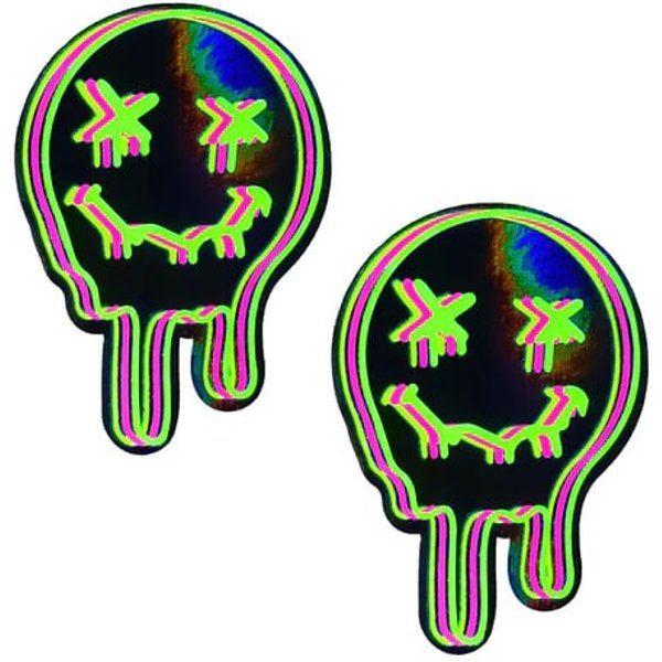 Super Uv Trippy Face Neon Nipple Cover Pasties