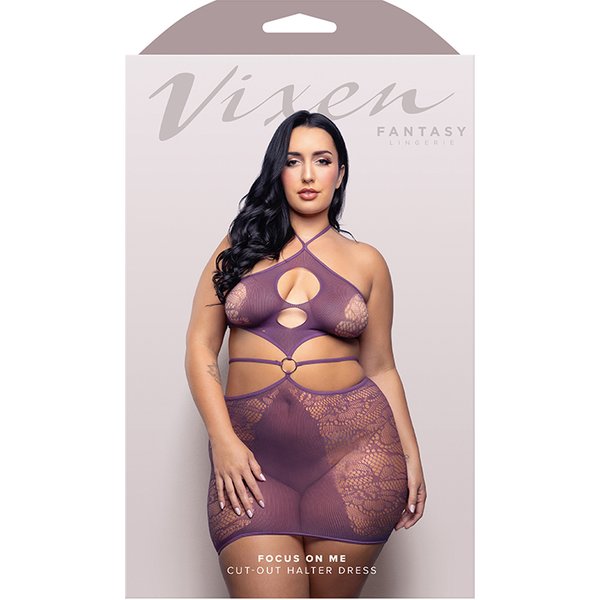 Focus on Me Cut-Out Halter Dress - Queen - Purple Wisteria