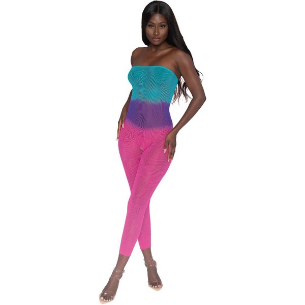 Seamless Mesh Bodystocking - Os - Neon Rainbow