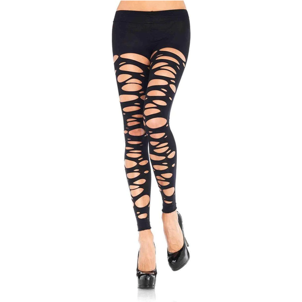 Tattered Footless Tights Black Os