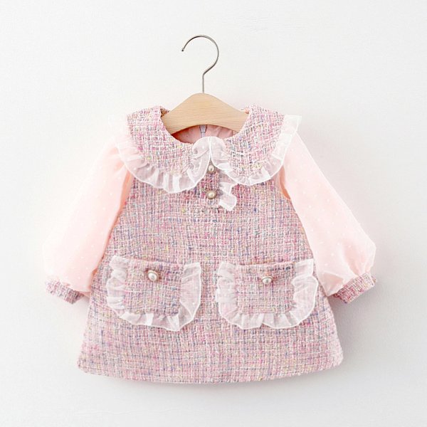 Girls Small Fragrance Dress Autumn Baby Girls Long Sleeve Children's Dress