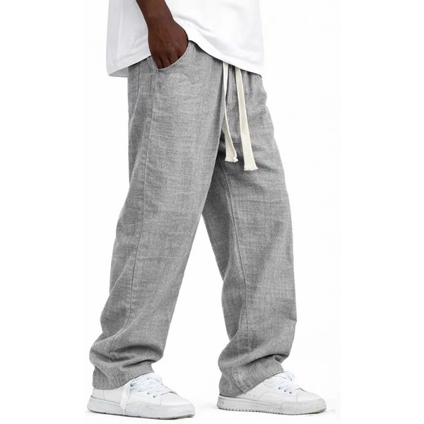 Men's Summer Casual Pants - Lightweight Linen Blend Straight Leg Trousers For Big & Tall, Breathable & Comfortable, Multiple Colors-image