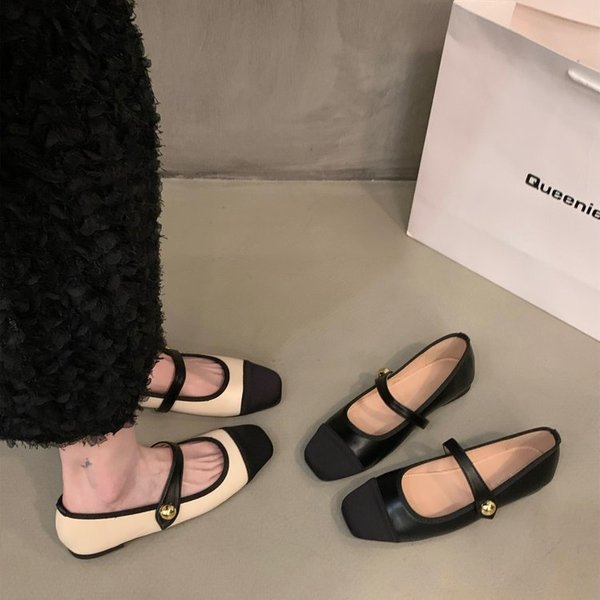 Flat Square Toe French Mary Jane Shoes For Women Spring New Style Little Soft Sole Loafers