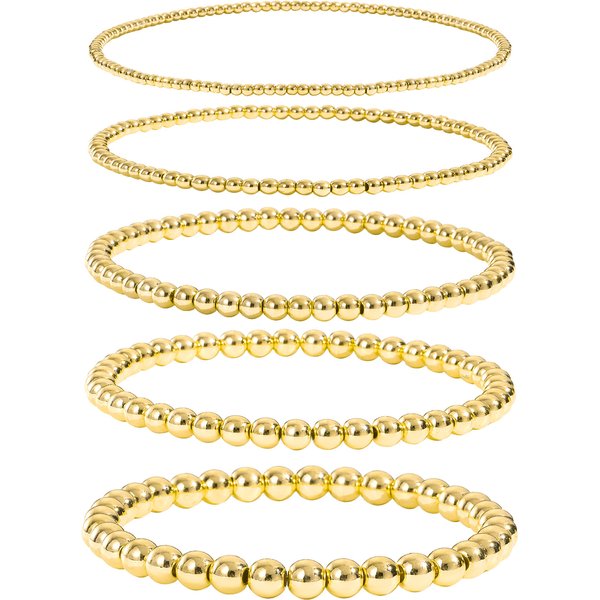 Bracelet Women's 18K Gold String Copper Bead Elastic Bracelet Bracelet Set-image
