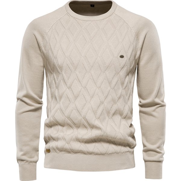 High Quality New Pure Cotton Men's Sweater Men's Sweater Pullover Solid Color Knitted Sweater Men