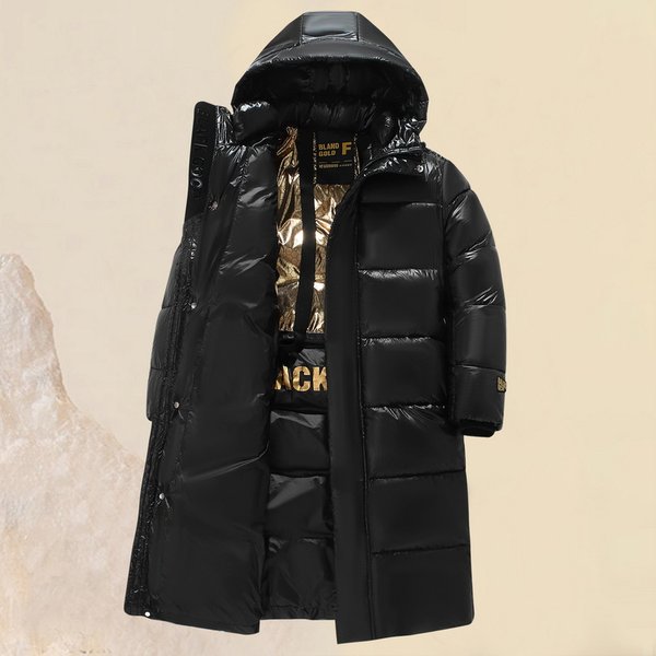 Men's Clothing Cotton Coat Trendy Long Black And Gold Cotton Cotton Coat Men's Winter Coat Trendy Brand Cotton Coat-image