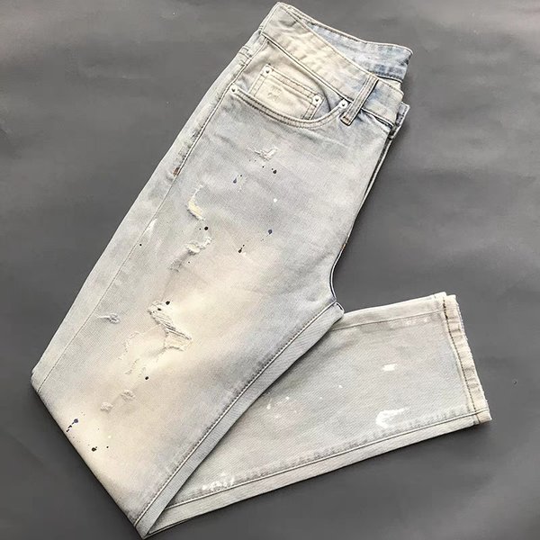 Men's Slim Fit Stretch Jeans With Ripped & Patched Design - Trendy Spring Casual Pants For Teenagers-image