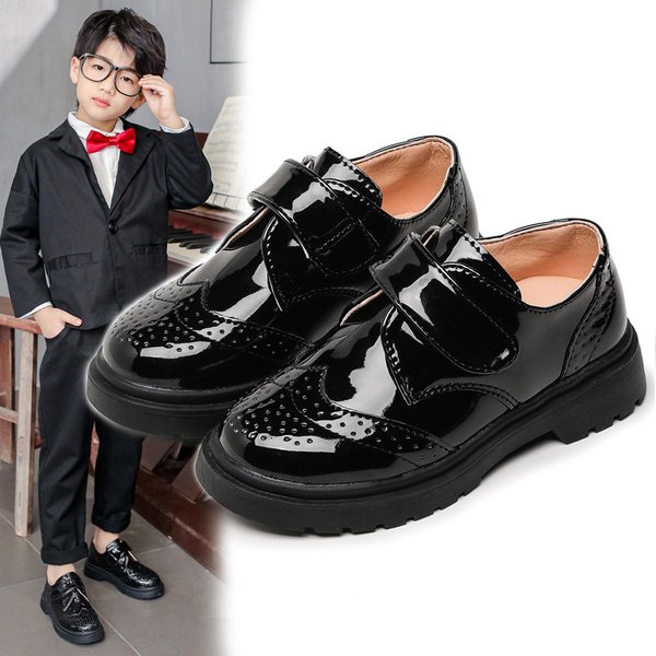 Boys' Leather Shoes 2025 New Korean Version British Black Soft Soled Elementary School Student Campus Performance Shoes-image