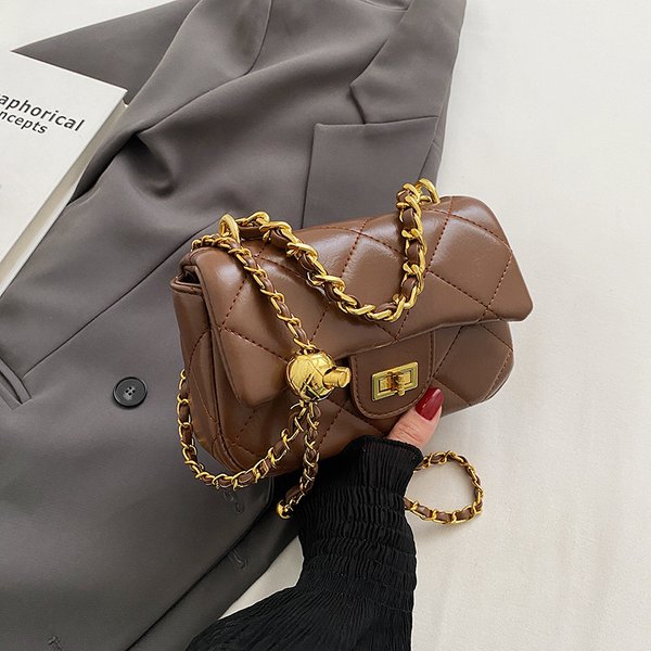 Niche High-End 2023 New Fashion Classic Versatile Simple Rhombus Chain Wholesale Women's Small Square Bag-image