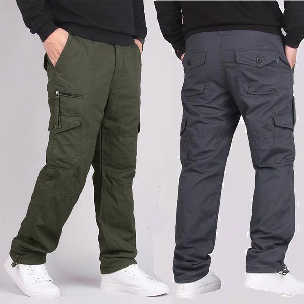 Men's Clothing New Outdoor Overalls Men's Pure Cotton Straight Loose Mountaineering Casual Pants Multi Pocket Army Green Charge Pants-image