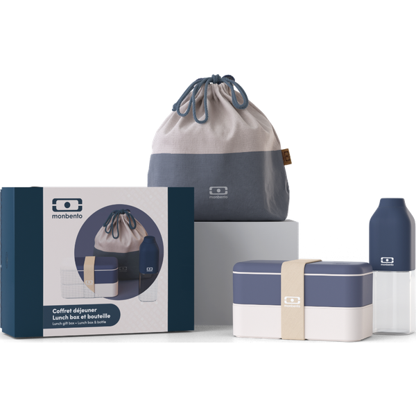 Die Box für die mobile Mahlzeit als ganz besonderes Geschenk - Geschenkbox blau Natural