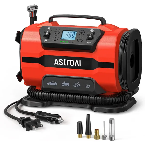 Digital Tire Inflator with Dual Metal Motors 150PSI, 12V DC/110V AC | AstroAI