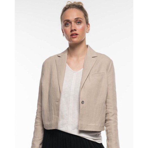 Alma & Lovis Trendiger Short Blazer aus reinem Leinen | Leinen Blazer