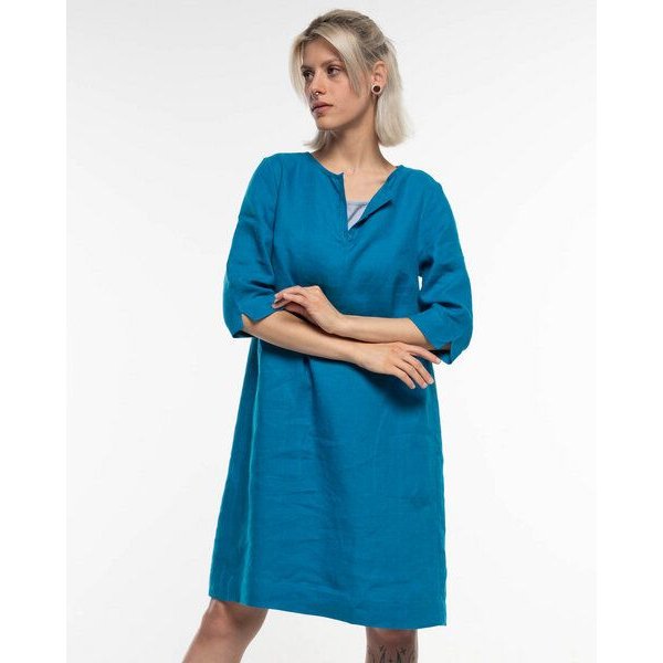 Alma & Lovis Legeres Tunika-Kleid mit Knopfleiste aus reinem Leinen | Leinen Kleid