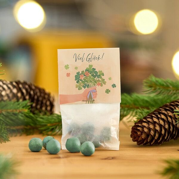 Die Stadtgärtner 10x5 Blumenmurmeln im Tütchen "Viel Glück" I Mutmacher I Glücksbringer für Prüfung, Abitur I Gastgeschenk Silvester