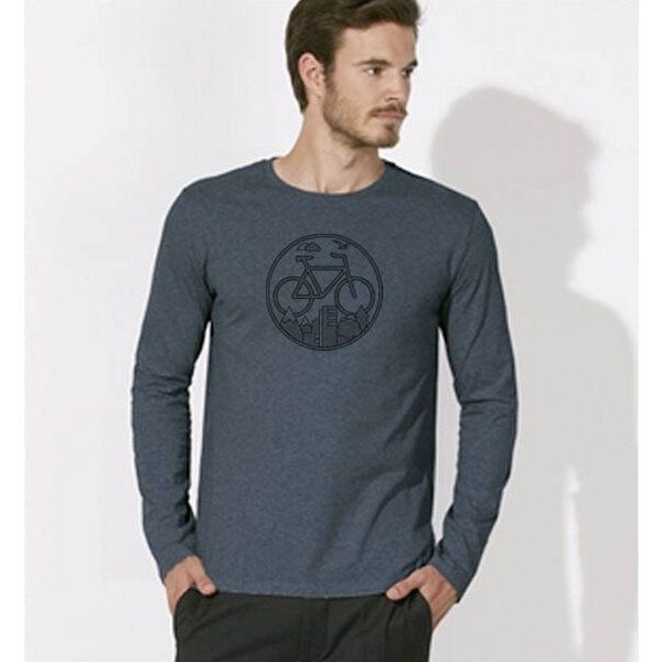 Picopoc Fahrrad / Bike / Stadt / Land / Natur / outdoor / Langarm T-Shirt in Blau & Schwarz