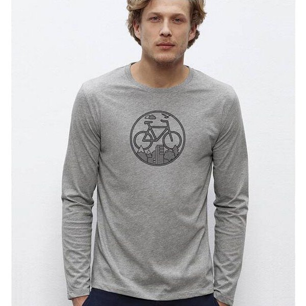 Picopoc Fahrrad / Bike / Stadt / Land / Natur / Outdoor / Langarm T-Shirt in Grau & Schwarz