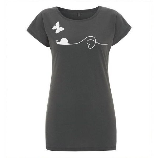 Picopoc T-Shirt Schnecke und Schmetterling in grau