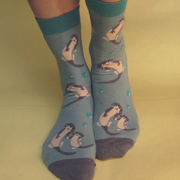 Fräulein Prusselise Otter Socke, türkies, Wasser, bedrohte Tiere, bunt