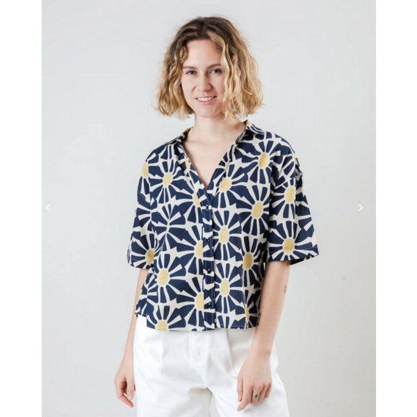 Brava Fabrics Marisol Cropped Blouse Navy