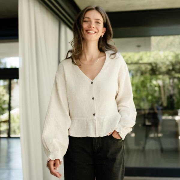 NORDLICHT Musselin Bluse Selma mit Punkten aus 100% Bio-Baumwolle