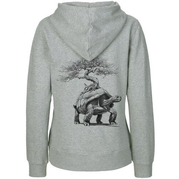 HANDGEDRUCKT "Lange Reise" Frauen Zip Hoody Neutral