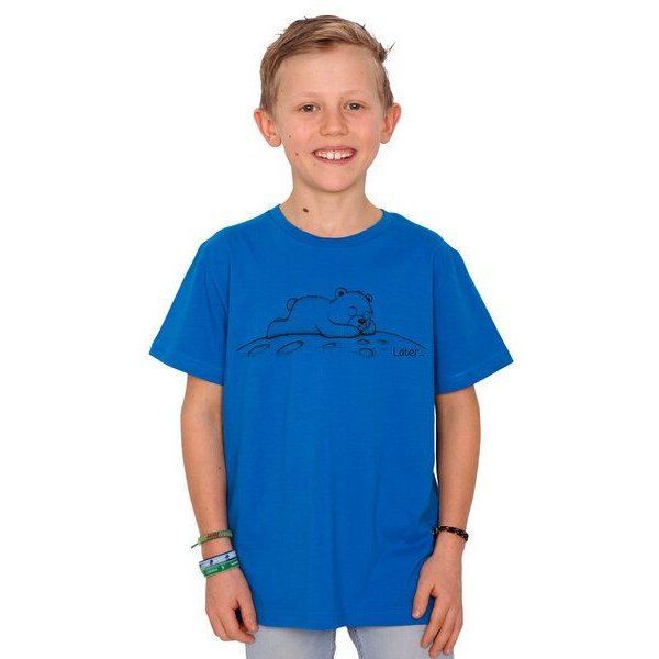 HANDGEDRUCKT "Later" Unisex Kinder T-Shirt Earth Positive