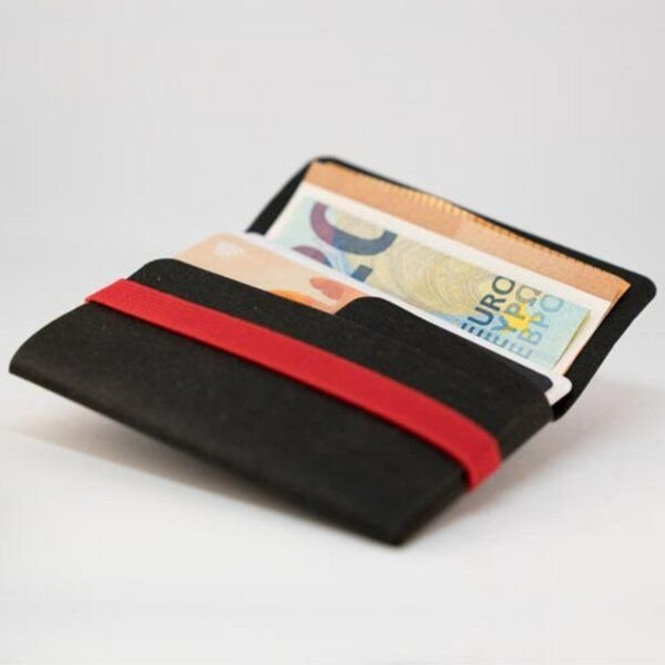 ANDERS & KOMISCH Minimalistisches Karten Portemonnaie mit Münzfach - A&K TINY Wallet Schwarz