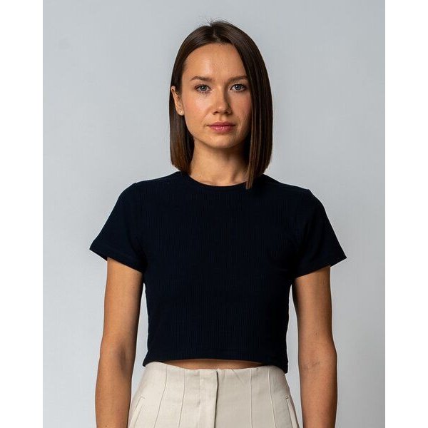 GORG Damen Geripptes Cropped T-Shirt aus Bio-Baumwolle & TENCEL Modal
