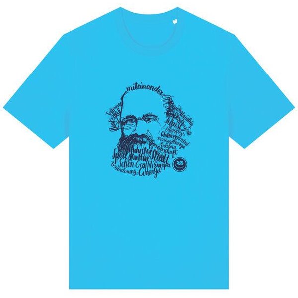Spangeltangel T-Shirt, Karl-Marx-Motiv bedruckt, Handlettering, Chemnitz, nachhaltig, Stadt, Herren, Damen, Unisex, Biobaumwolle