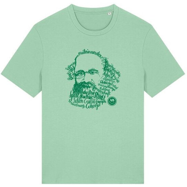 Spangeltangel T-Shirt, Karl-Marx-Motiv bedruckt, Handlettering, Chemnitz, nachhaltig, Stadt, Herren, Damen, Unisex, Biobaumwolle