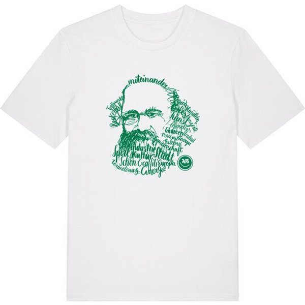 Spangeltangel T-Shirt, Karl-Marx-Motiv bedruckt, Handlettering, Chemnitz, nachhaltig, Stadt, Herren, Damen, Unisex, Biobaumwolle