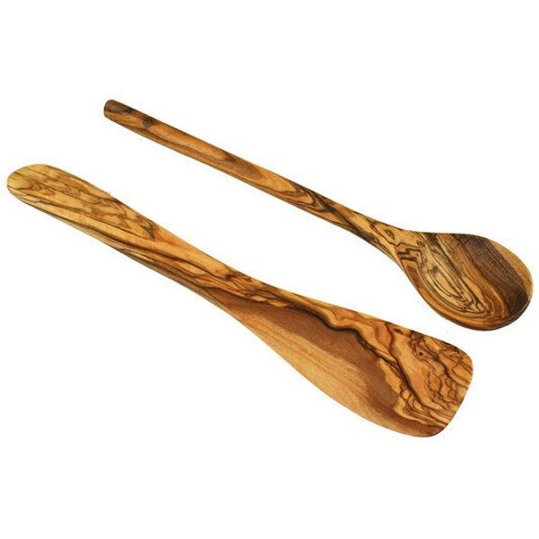 Olivenholz erleben 2-tlg. Set: Pfannenwender und Kochlöffel aus Olivenholz