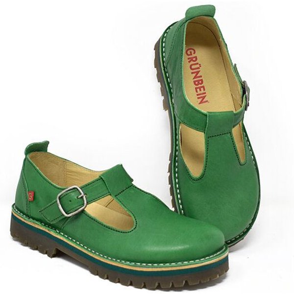 Grünbein Shoes Spangen-Ballerinas Paula Naturform lose Einlage grün