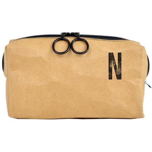 renna deluxe Waschtasche und Kosmetiktasche mit Monogramm, vegan, BRAUN