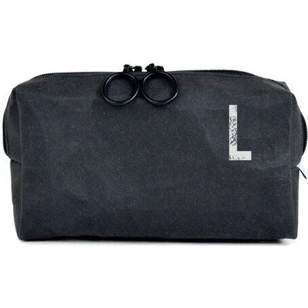 renna deluxe Kulturbeutel oder Kosmetiktasche mit Monogramm, vegan, SCHWARZ