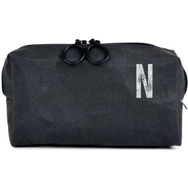 renna deluxe Kulturbeutel oder Kosmetiktasche mit Monogramm, vegan, SCHWARZ