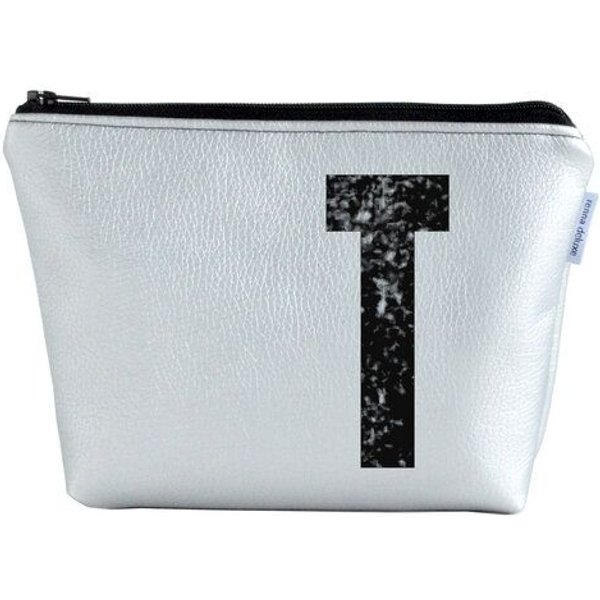 renna deluxe Kulturtasche und Kosmetiktasche personalisiert mit Monogramm SILBER