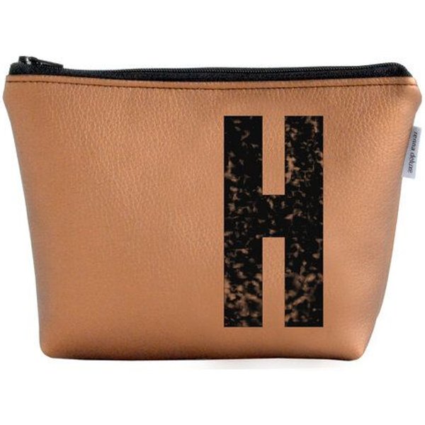 renna deluxe Kosmetiktasche und Kulturtasche personalisiert mit Monogramm - bronze