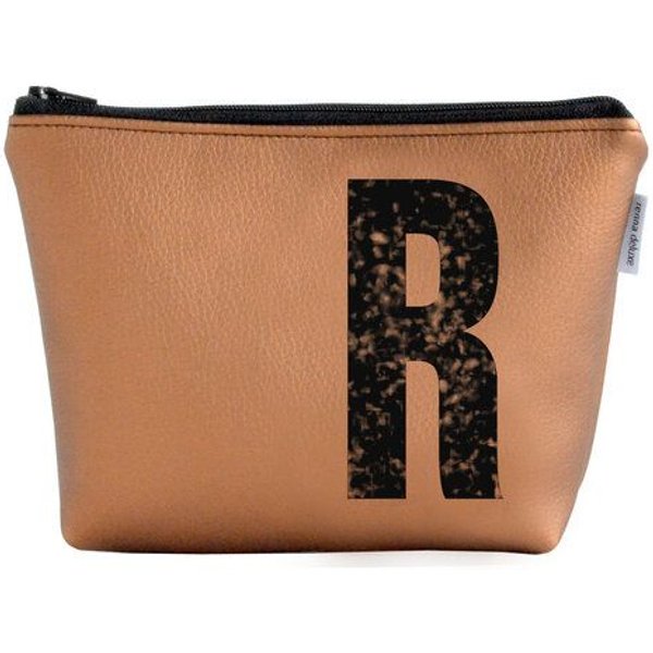renna deluxe Kosmetiktasche und Kulturtasche personalisiert mit Monogramm - bronze