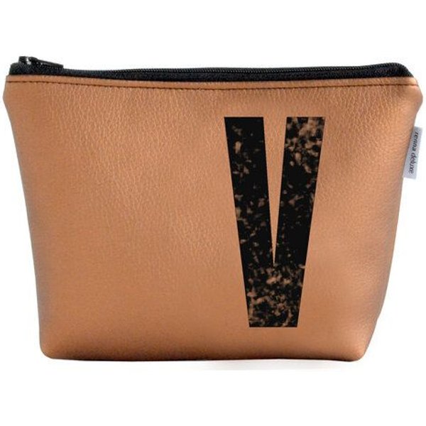 renna deluxe Kosmetiktasche und Kulturtasche personalisiert mit Monogramm - bronze