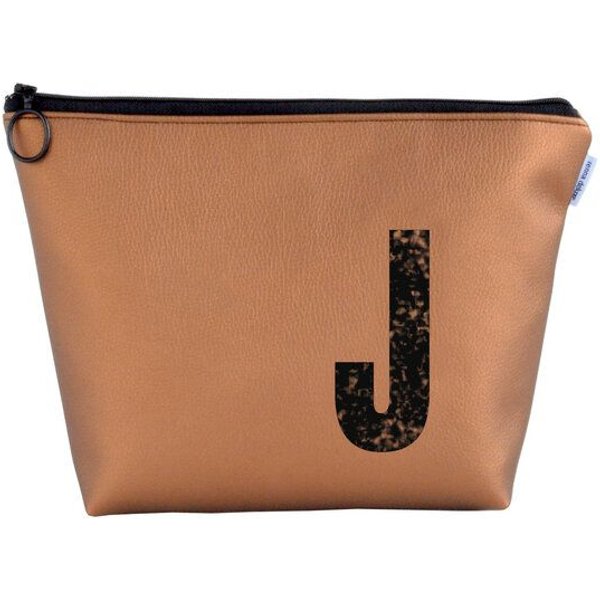 renna deluxe Kosmetiktasche und Kulturtasche personalisiert mit Monogramm - bronze
