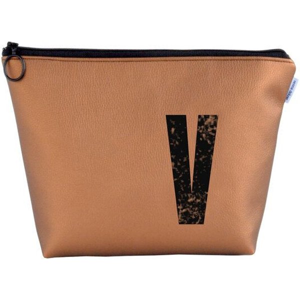 renna deluxe Kosmetiktasche und Kulturtasche personalisiert mit Monogramm - bronze