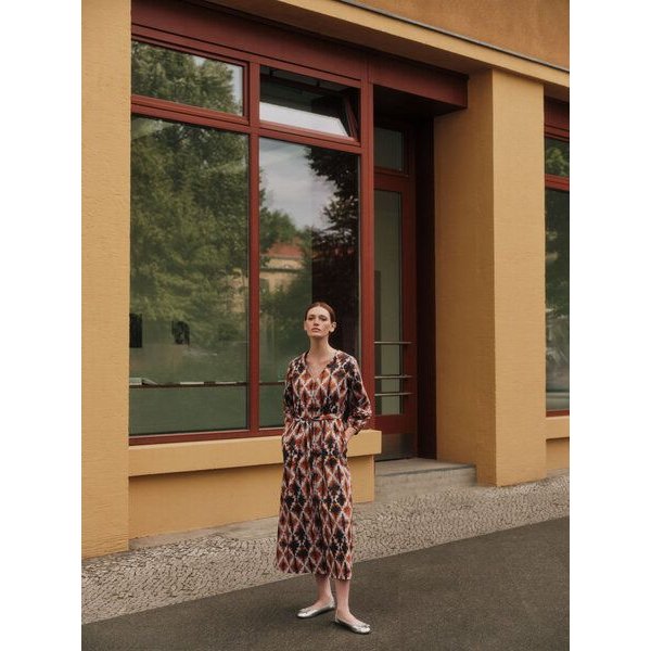 LANIUS Midikleid mit Schlitz (GOTS)