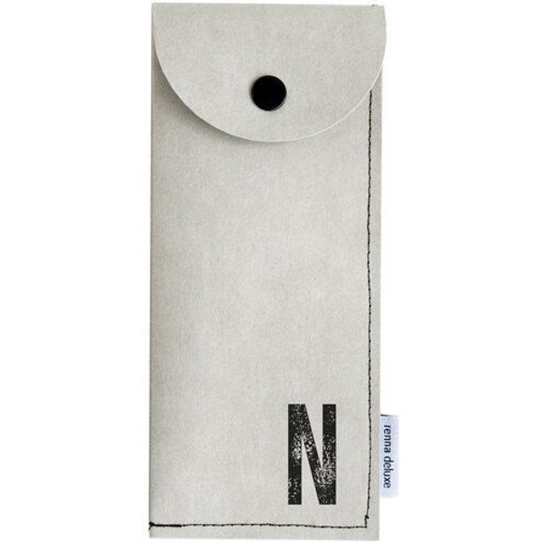 renna deluxe Stifteetui mit Monogramm, vegan, Federmäppchen, schwarz, braun, grau