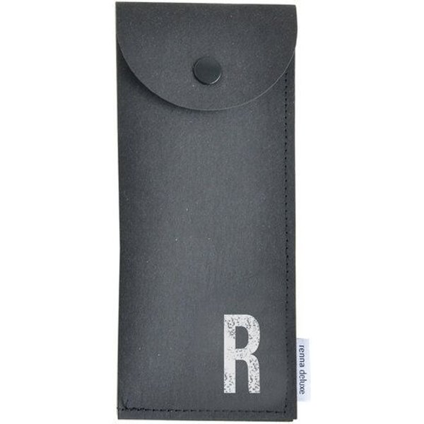 renna deluxe Stifteetui mit Monogramm, vegan, Federmäppchen, schwarz, braun, grau