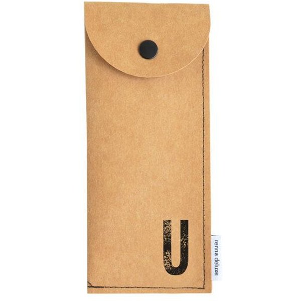 renna deluxe Stifteetui mit Monogramm, vegan, Federmäppchen, schwarz, braun, grau